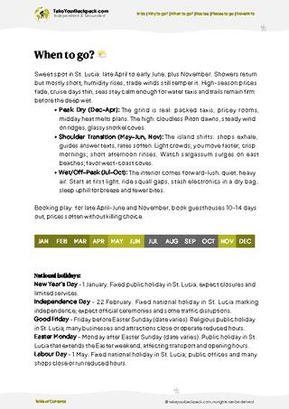 example page 3 from our offline Travel Guide for Saint Lucia